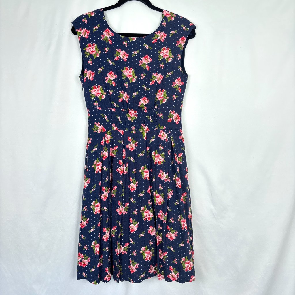 Frock Shop Dress Women's Medium Navy Pink Floral Feminine Fit And Flare — image 2 of 8